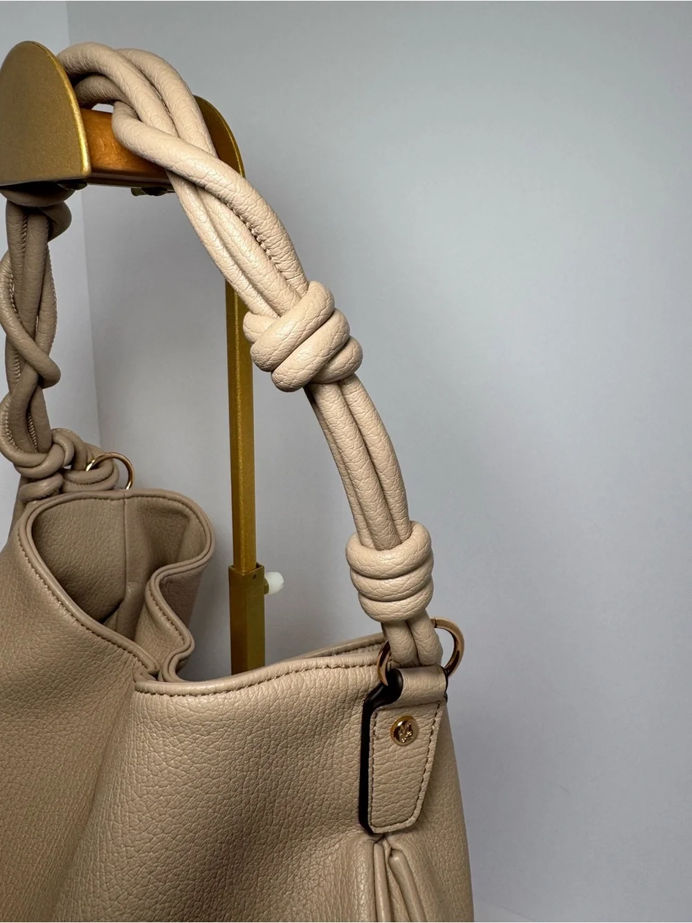 Mali + Lili Yasmin Vegan Leather Shoulder Hobo Bag - Taupe Beige - Picture 2 of 11